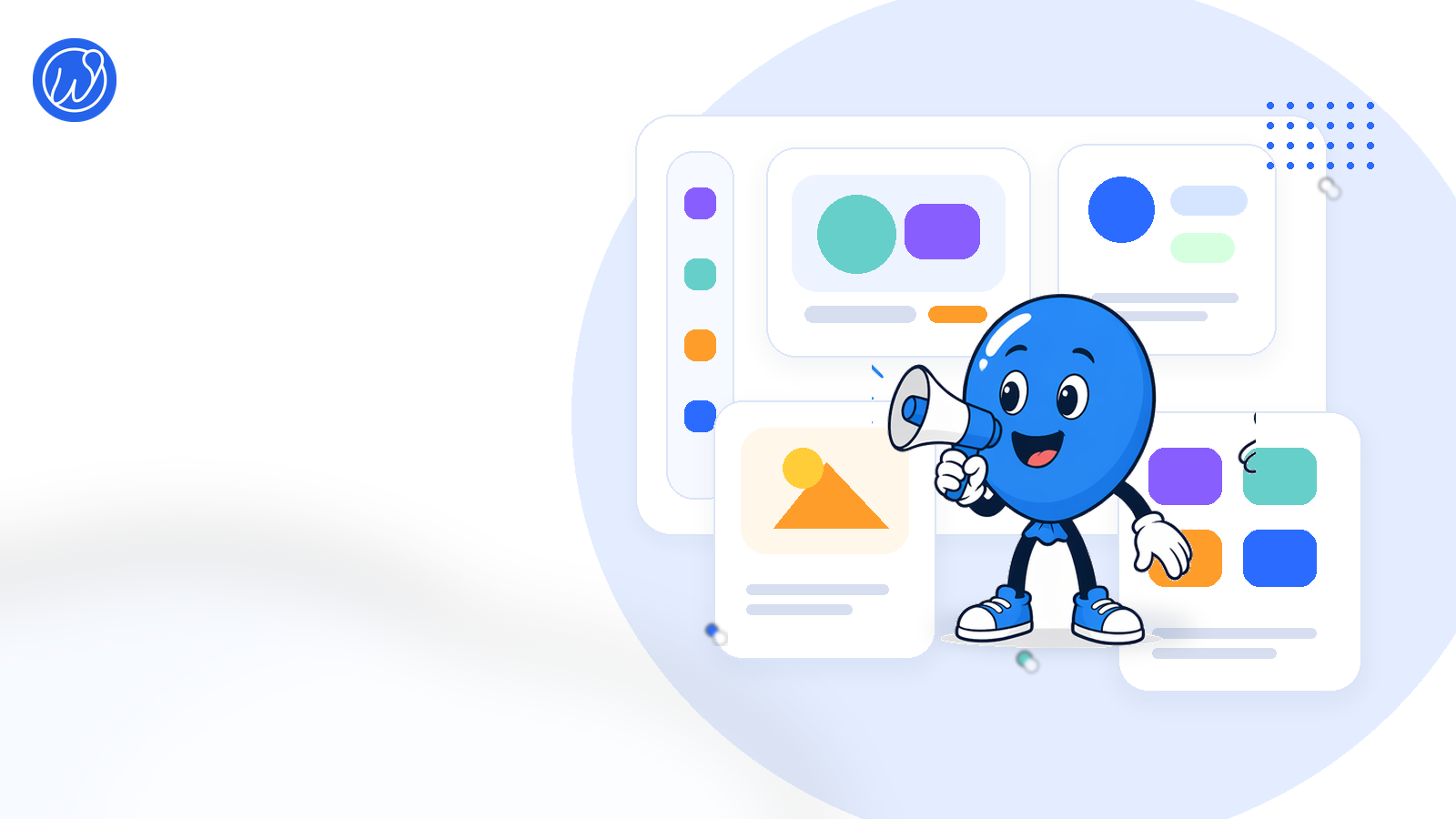 weballoon-Logo neben Ballonie, der Design- und Präsentations-App-Panels zeigt.