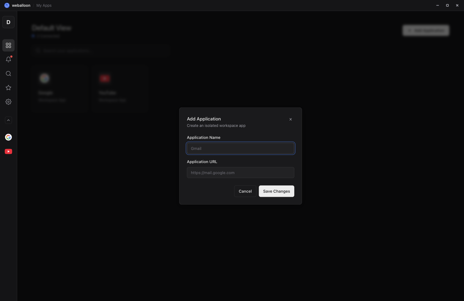 weballoon add application modal